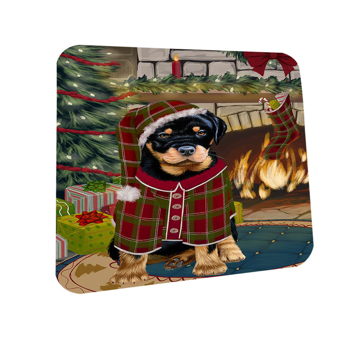 The Stocking was Hung Rottweiler Dog Coasters Set of 4 CST55540