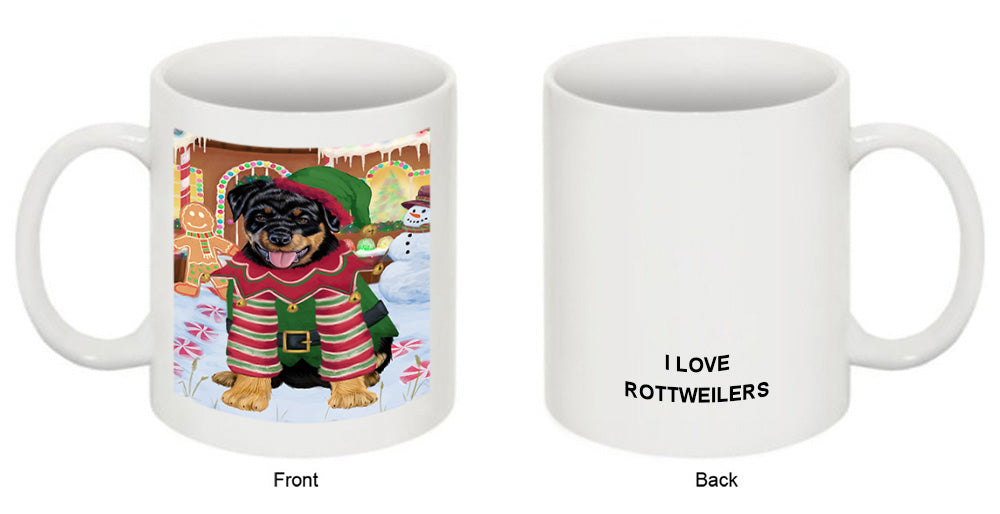 Christmas Gingerbread House Candyfest Rottweiler Dog Coffee Mug MUG51896