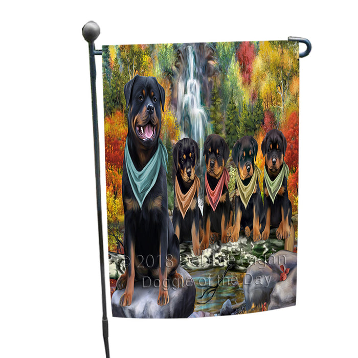 Scenic Waterfall Rottweilers Dog Garden Flag GFLG51935