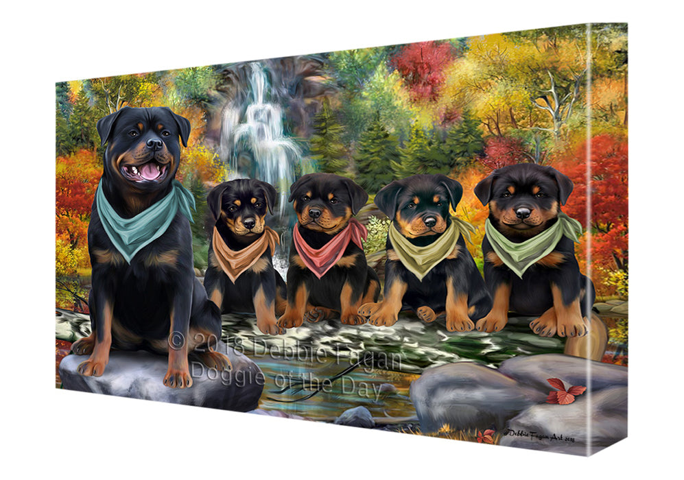 Scenic Waterfall Rottweilers Dog Canvas Print Wall Art Décor CVS84707