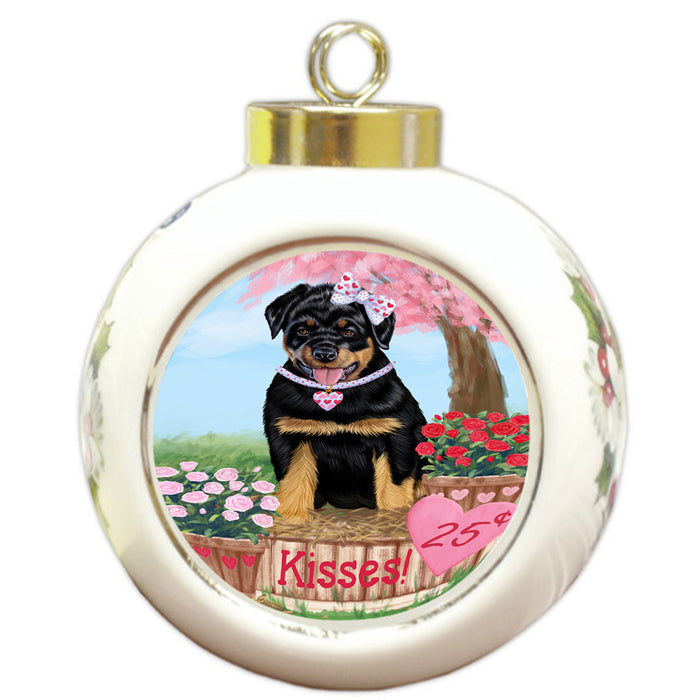 Rosie 25 Cent Kisses Rottweiler Dog Round Ball Christmas Ornament RBPOR56360