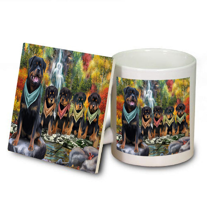 Scenic Waterfall Rottweilers Dog Mug and Coaster Set MUC51930