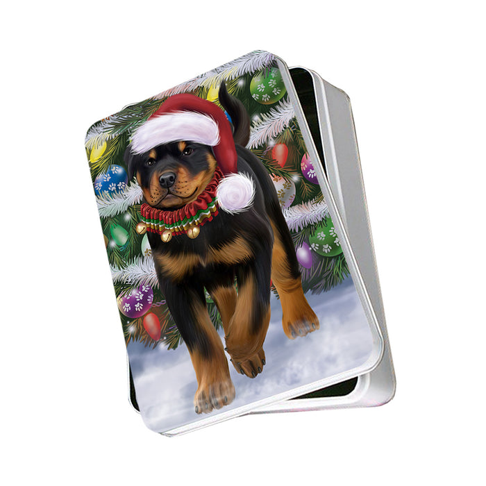 Trotting in the Snow Rottweiler Dog Photo Storage Tin PITN54532