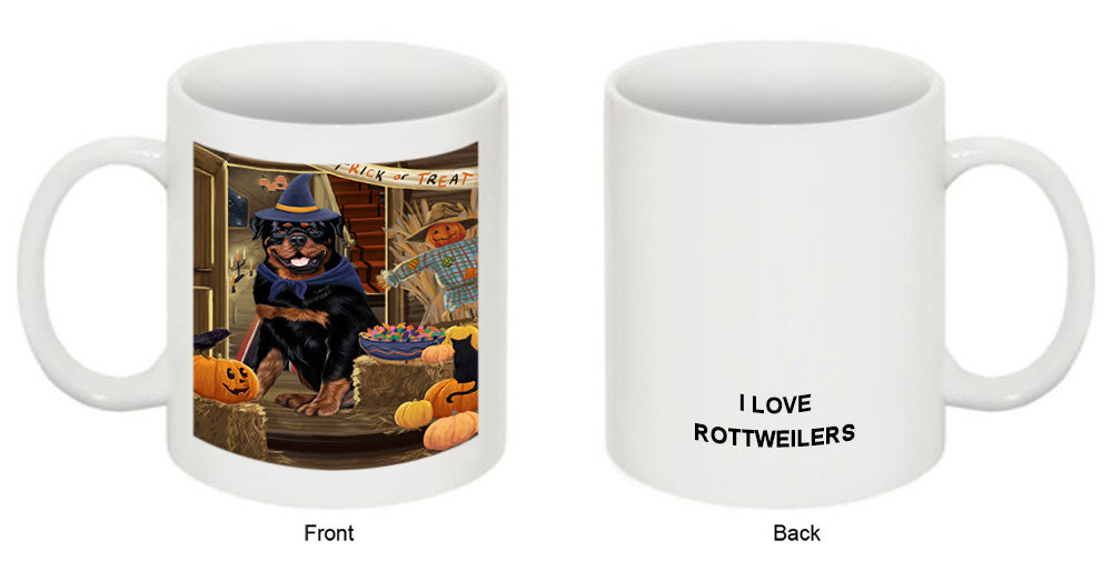 Enter at Own Risk Trick or Treat Halloween Rottweiler Dog Coffee Mug MUG48642