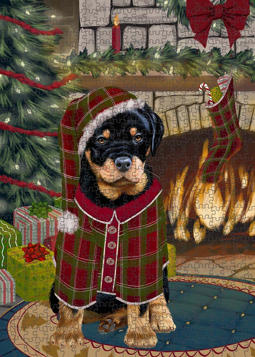 The Stocking was Hung Rottweiler Dog Puzzle with Photo Tin PUZL90532