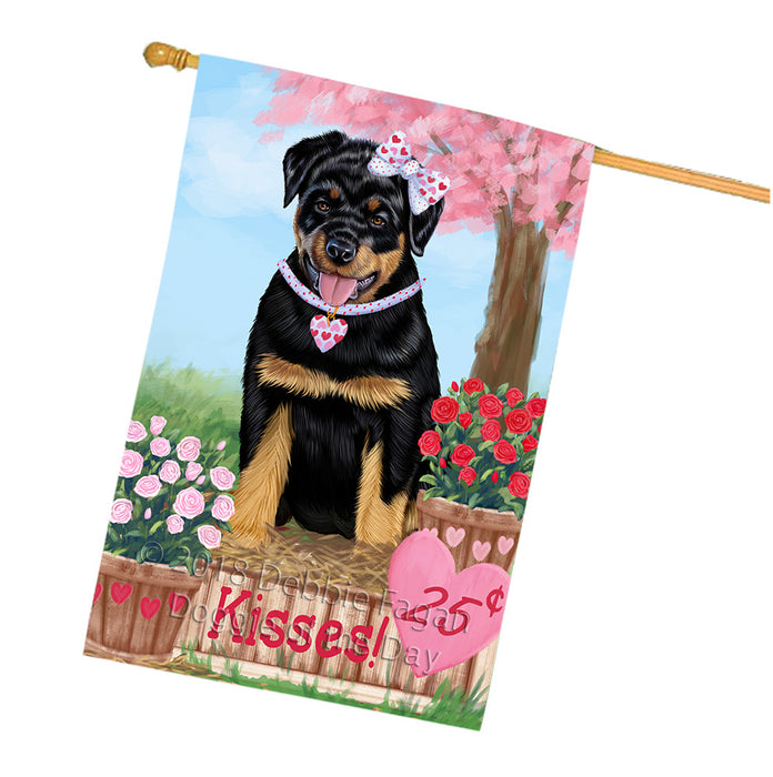 Rosie 25 Cent Kisses Rottweiler Dog House Flag FLG56688