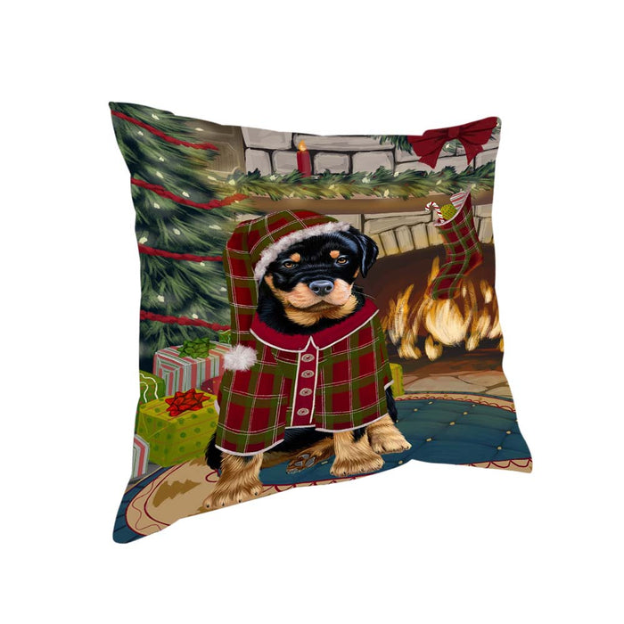 The Stocking was Hung Rottweiler Dog Pillow PIL71256