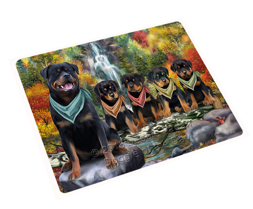Scenic Waterfall Rottweilers Dog Large Refrigerator / Dishwasher Magnet RMAG72126