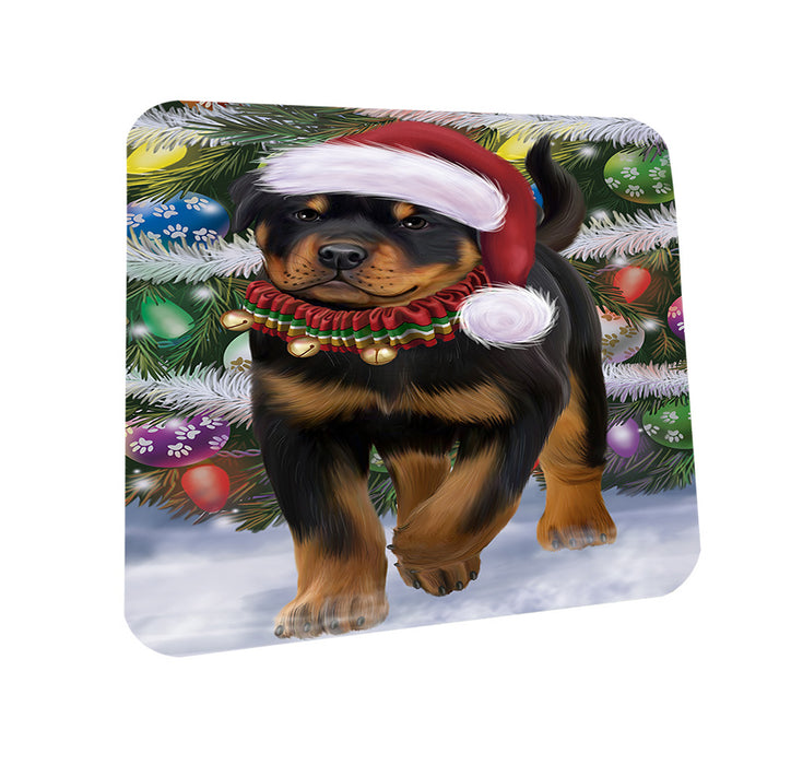 Trotting in the Snow Rottweiler Dog Coasters Set of 4 CST54547