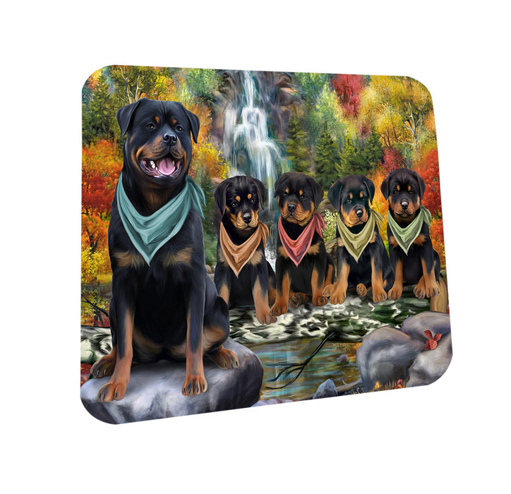 Scenic Waterfall Rottweilers Dog Coasters Set of 4 CST51897