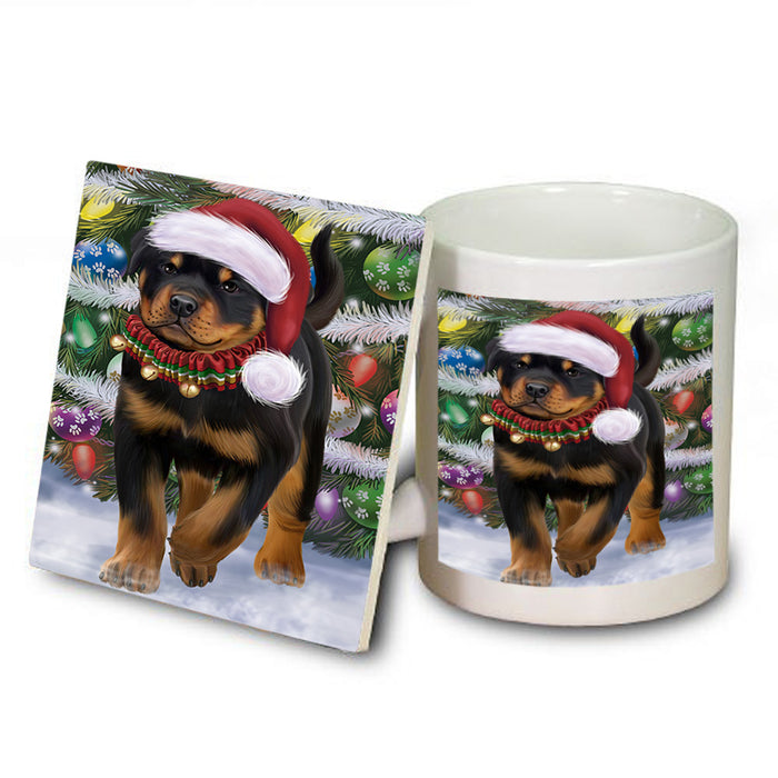 Trotting in the Snow Rottweiler Dog Mug and Coaster Set MUC54581