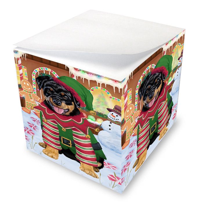 Christmas Gingerbread House Candyfest Rottweiler Dog Note Cube NOC54570