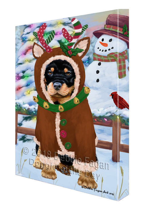 Christmas Gingerbread House Candyfest Rottweiler Dog Canvas Print Wall Art Décor CVS130715