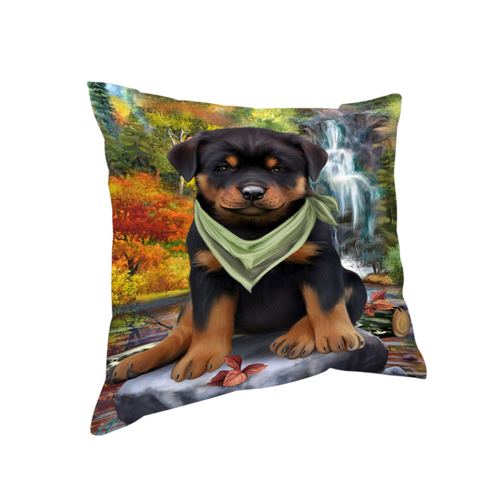 Scenic Waterfall Rottweiler Dog Pillow PIL64120
