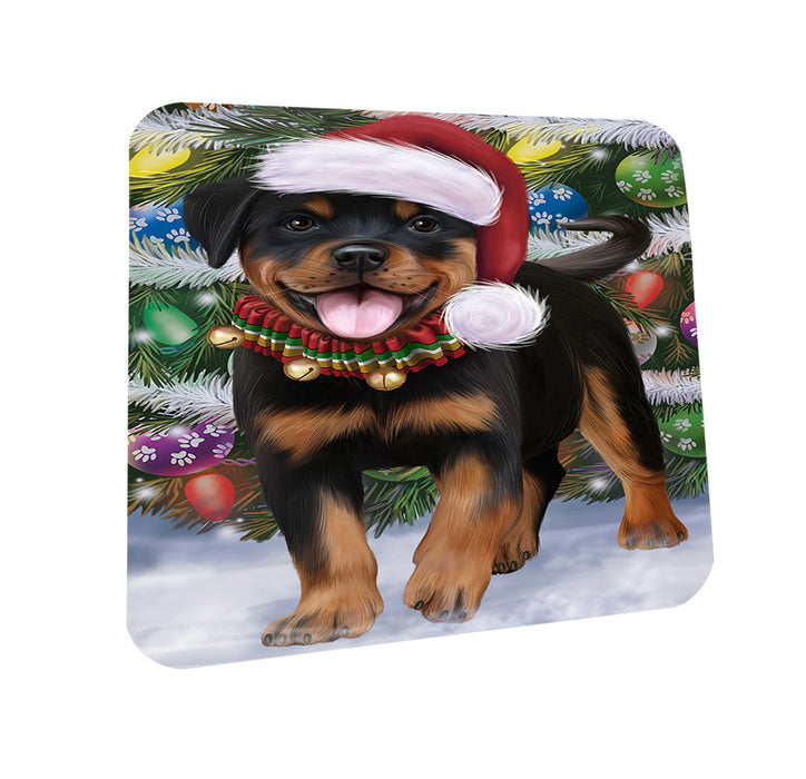 Trotting in the Snow Rottweiler Dog Coasters Set of 4 CST54548