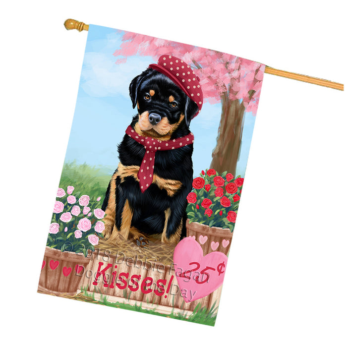 Rosie 25 Cent Kisses Rottweiler Dog House Flag FLG56689