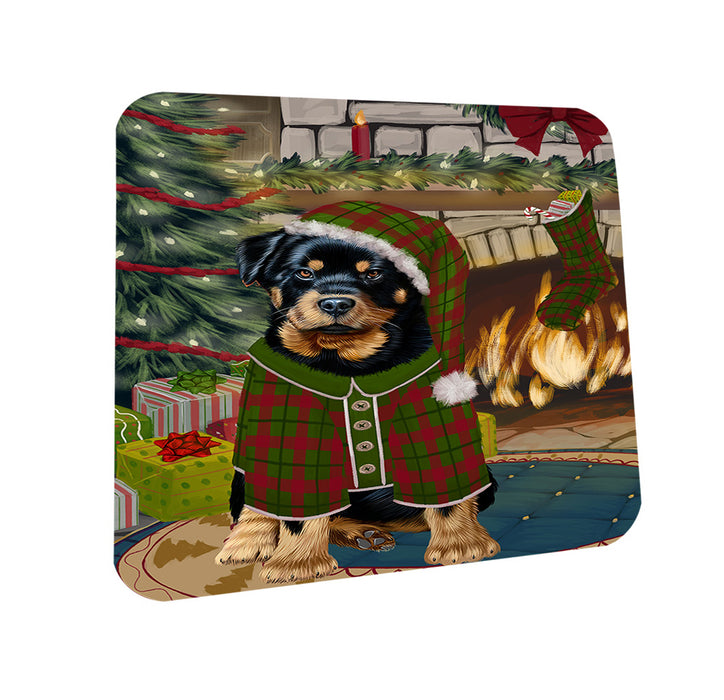 The Stocking was Hung Rottweiler Dog Coasters Set of 4 CST55541
