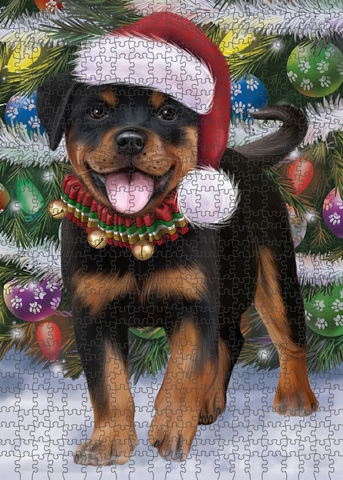 Trotting in the Snow Rottweiler Dog Puzzle with Photo Tin PUZL86028