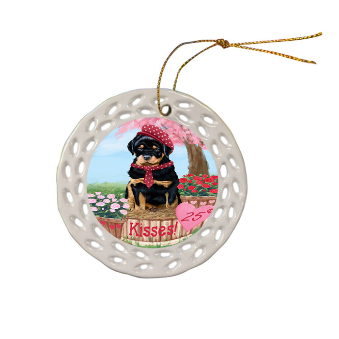 Rosie 25 Cent Kisses Rottweiler Dog Ceramic Doily Ornament DPOR56361