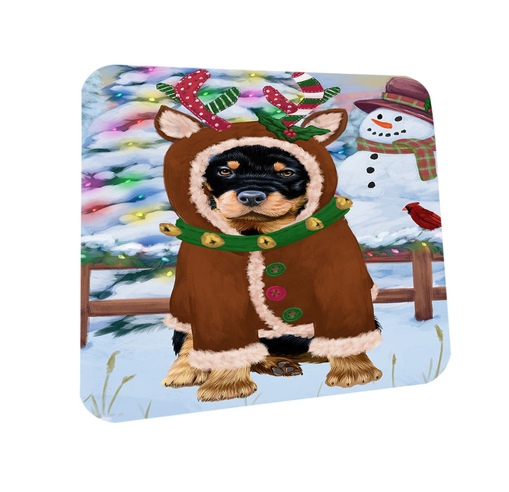 Christmas Gingerbread House Candyfest Rottweiler Dog Coasters Set of 4 CST56457