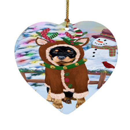 Christmas Gingerbread House Candyfest Rottweiler Dog Heart Christmas Ornament HPOR56855