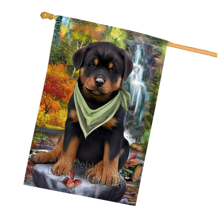 Scenic Waterfall Rottweiler Dog House Flag FLG52072