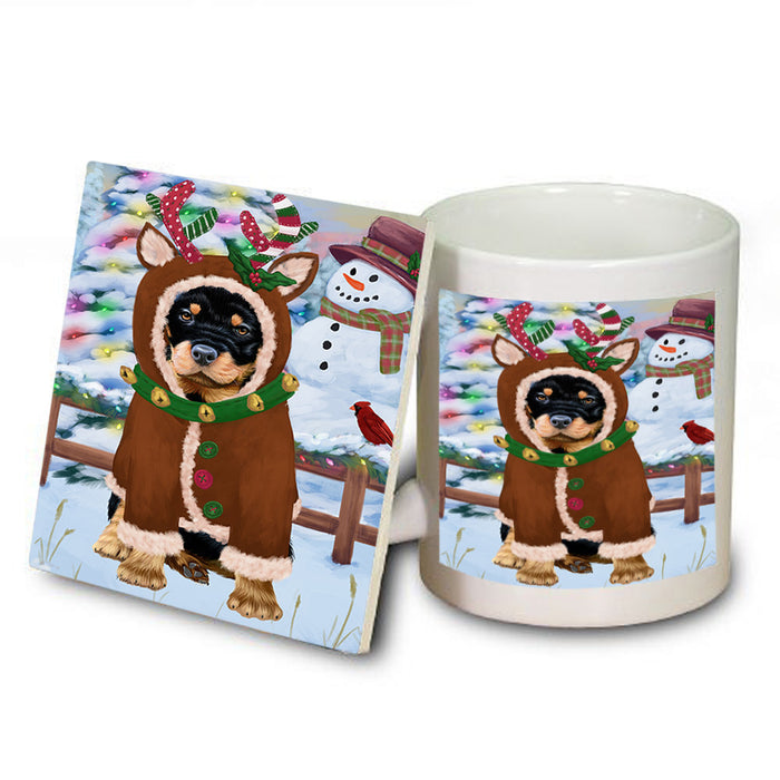Christmas Gingerbread House Candyfest Rottweiler Dog Mug and Coaster Set MUC56491
