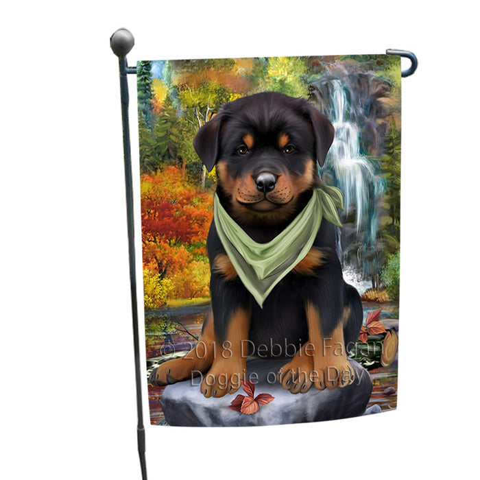Scenic Waterfall Rottweiler Dog Garden Flag GFLG51936