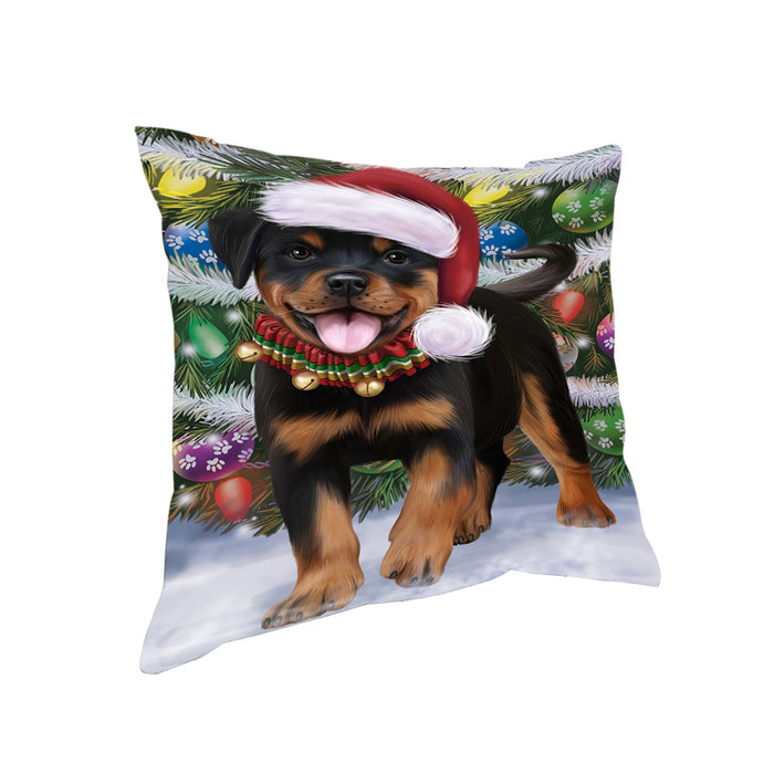 Trotting in the Snow Rottweiler Dog Pillow PIL75496
