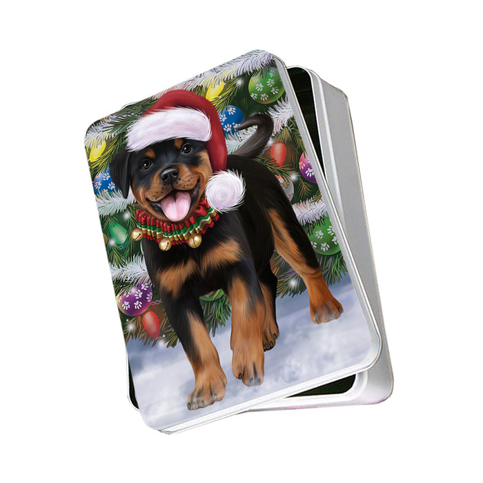 Trotting in the Snow Rottweiler Dog Photo Storage Tin PITN54533