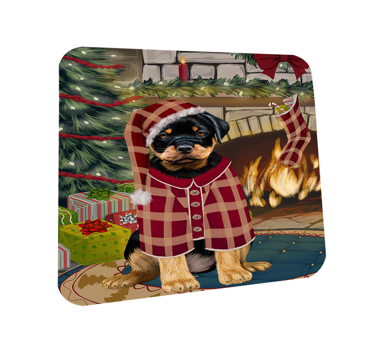 The Stocking was Hung Rottweiler Dog Coasters Set of 4 CST55542