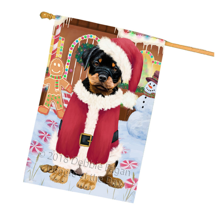 Christmas Gingerbread House Candyfest Rottweiler Dog House Flag FLG57184