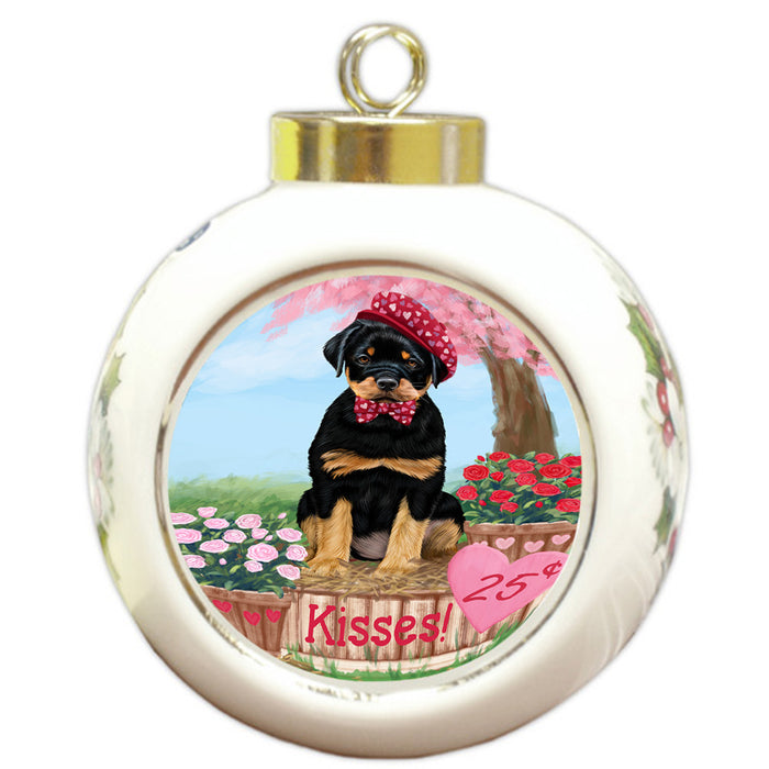 Rosie 25 Cent Kisses Rottweiler Dog Round Ball Christmas Ornament RBPOR56362