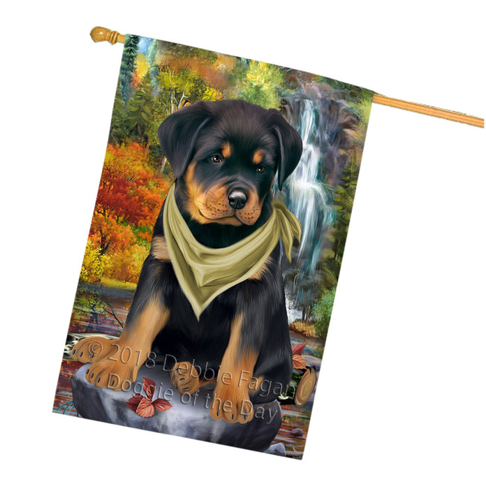 Scenic Waterfall Rottweiler Dog House Flag FLG52073