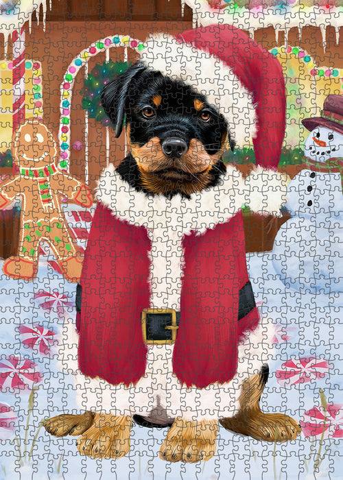 Christmas Gingerbread House Candyfest Rottweiler Dog Puzzle  PUZL94200