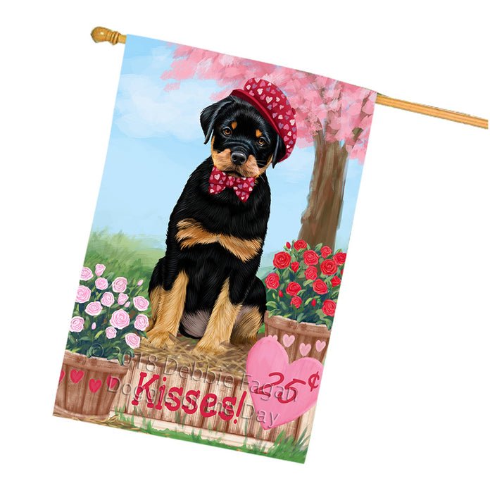 Rosie 25 Cent Kisses Rottweiler Dog House Flag FLG56690