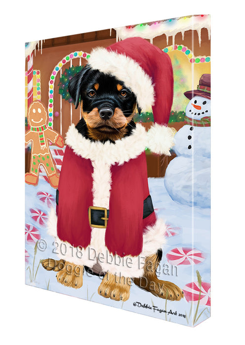 Christmas Gingerbread House Candyfest Rottweiler Dog Canvas Print Wall Art Décor CVS130724