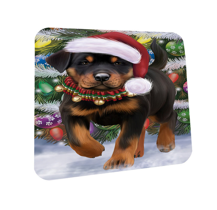 Trotting in the Snow Rottweiler Dog Coasters Set of 4 CST54549