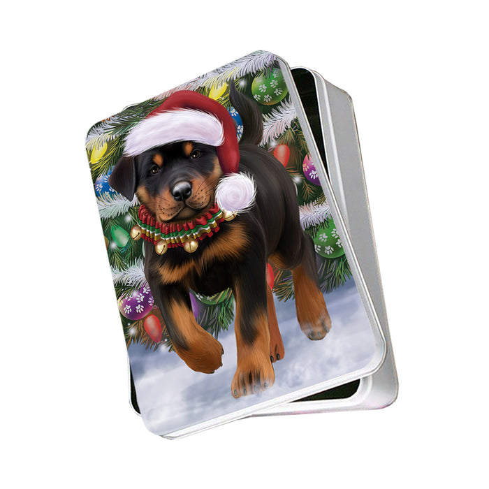 Trotting in the Snow Rottweiler Dog Photo Storage Tin PITN54534