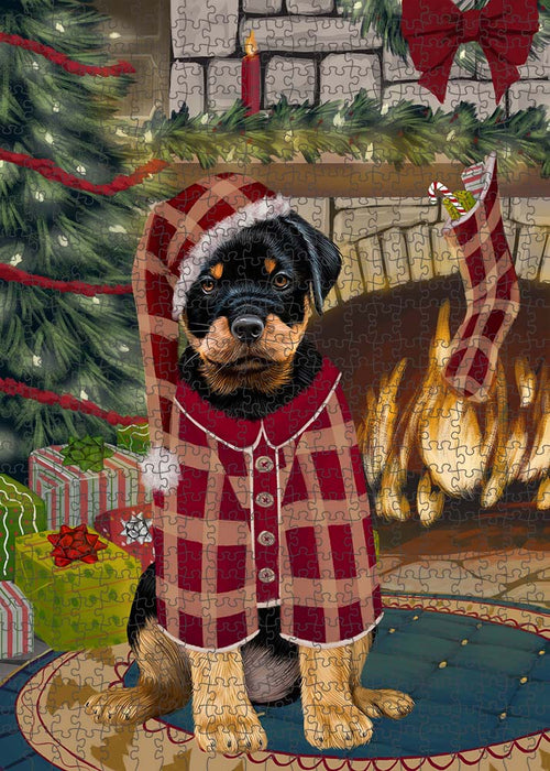 The Stocking was Hung Rottweiler Dog Puzzle with Photo Tin PUZL90540