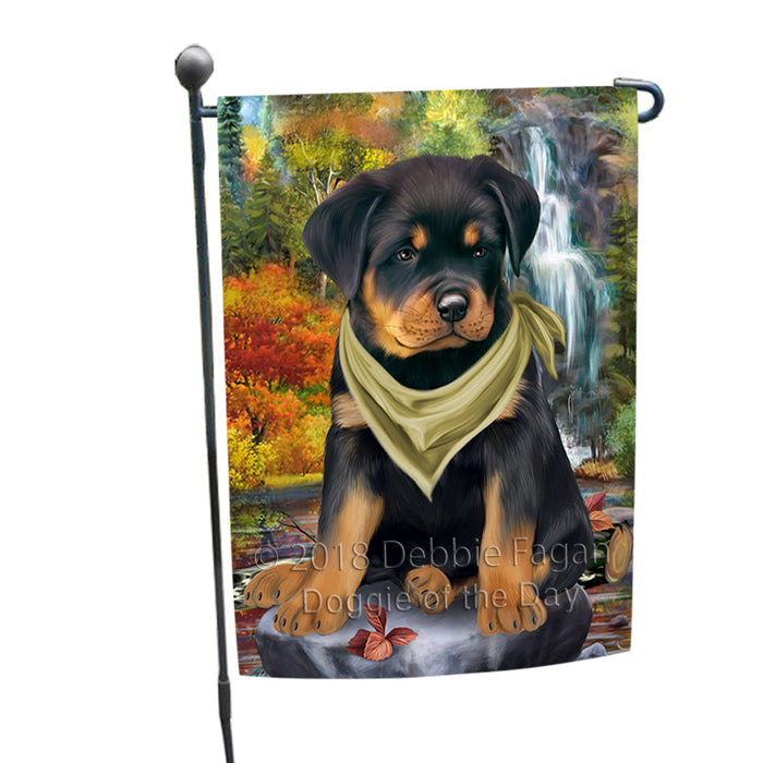 Scenic Waterfall Rottweiler Dog Garden Flag GFLG51937