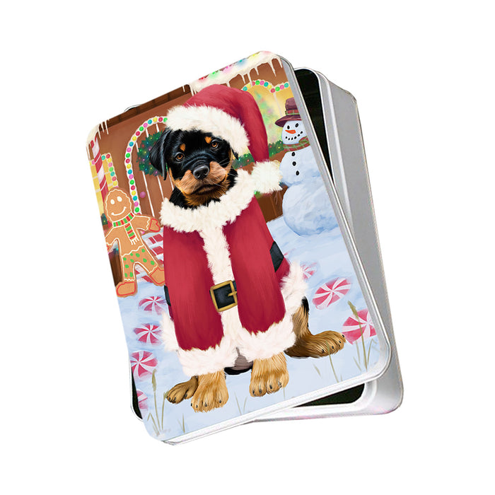 Christmas Gingerbread House Candyfest Rottweiler Dog Photo Storage Tin PITN56443