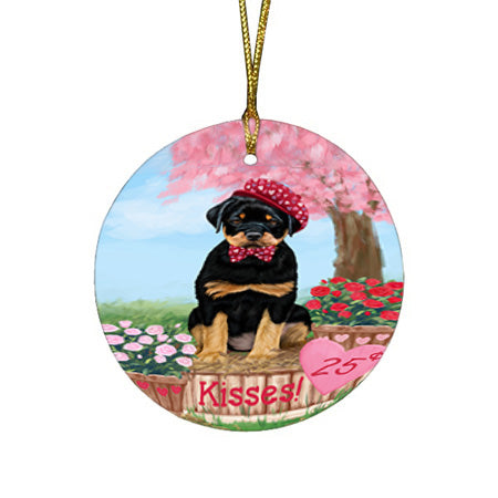 Rosie 25 Cent Kisses Rottweiler Dog Round Flat Christmas Ornament RFPOR56362