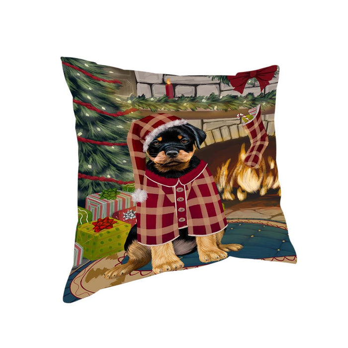 The Stocking was Hung Rottweiler Dog Pillow PIL71264