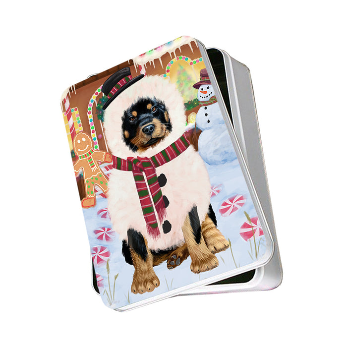 Christmas Gingerbread House Candyfest Rottweiler Dog Photo Storage Tin PITN56444