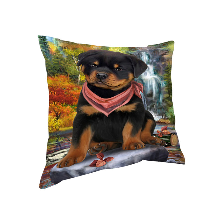 Scenic Waterfall Rottweiler Dog Pillow PIL64128