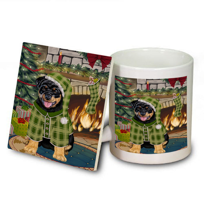 The Stocking was Hung Rottweiler Dog Mug and Coaster Set MUC55577