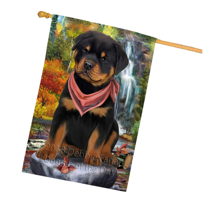 Scenic Waterfall Rottweiler Dog House Flag FLG52074