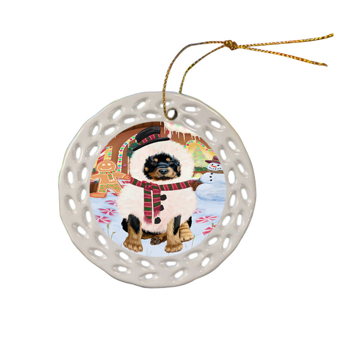 Christmas Gingerbread House Candyfest Rottweiler Dog Ceramic Doily Ornament DPOR56857