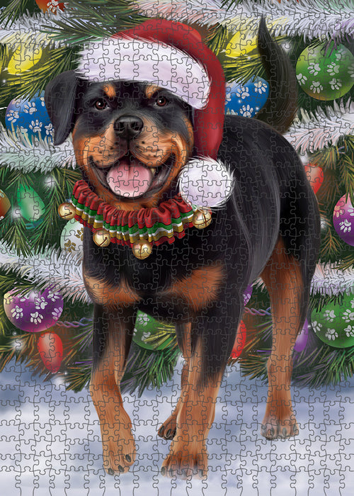 Trotting in the Snow Rottweiler Dog Puzzle with Photo Tin PUZL86036
